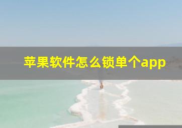 苹果软件怎么锁单个app