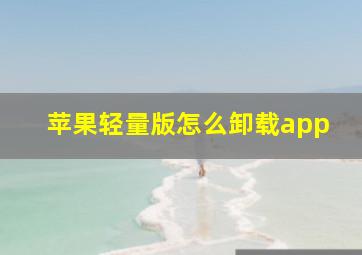 苹果轻量版怎么卸载app