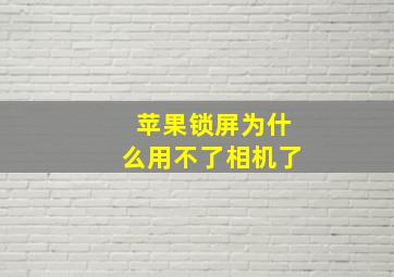 苹果锁屏为什么用不了相机了