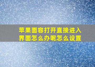 苹果面容打开直接进入界面怎么办呢怎么设置