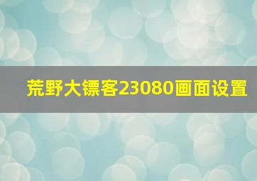 荒野大镖客23080画面设置