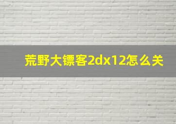 荒野大镖客2dx12怎么关