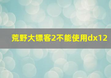 荒野大镖客2不能使用dx12