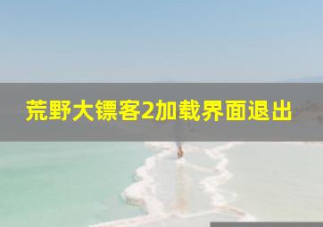 荒野大镖客2加载界面退出