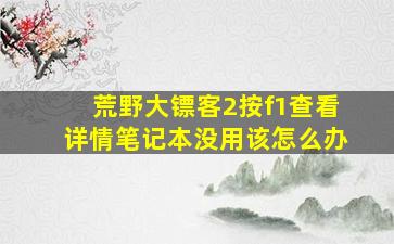 荒野大镖客2按f1查看详情笔记本没用该怎么办