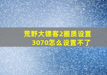 荒野大镖客2画质设置3070怎么设置不了