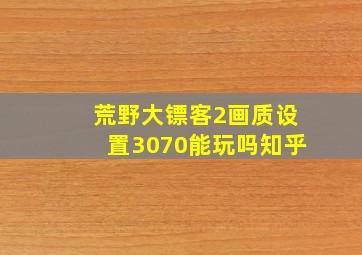 荒野大镖客2画质设置3070能玩吗知乎