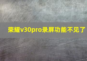 荣耀v30pro录屏功能不见了