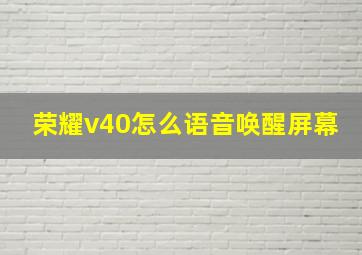 荣耀v40怎么语音唤醒屏幕