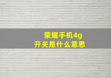 荣耀手机4g开关是什么意思