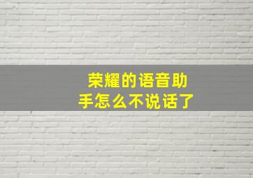 荣耀的语音助手怎么不说话了