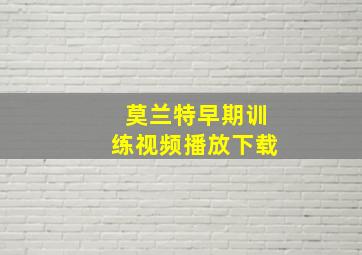 莫兰特早期训练视频播放下载