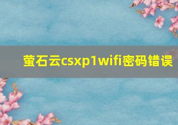 萤石云csxp1wifi密码错误