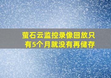 萤石云监控录像回放只有5个月就没有再储存