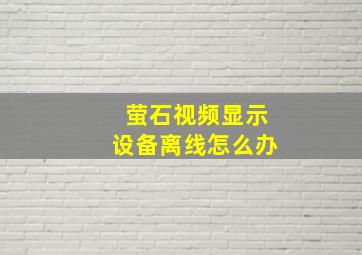 萤石视频显示设备离线怎么办