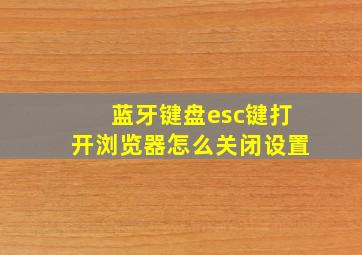 蓝牙键盘esc键打开浏览器怎么关闭设置