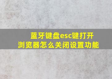 蓝牙键盘esc键打开浏览器怎么关闭设置功能