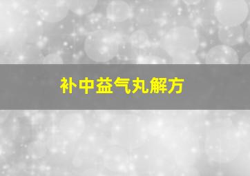 补中益气丸解方