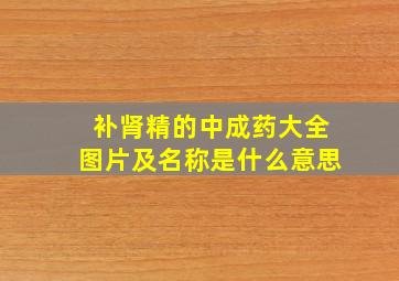 补肾精的中成药大全图片及名称是什么意思