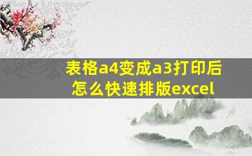 表格a4变成a3打印后怎么快速排版excel