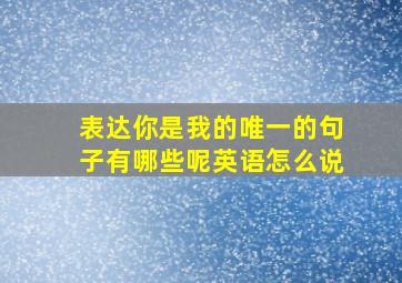 表达你是我的唯一的句子有哪些呢英语怎么说