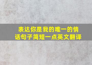 表达你是我的唯一的情话句子简短一点英文翻译