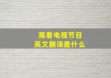 观看电视节目英文翻译是什么