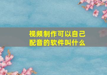 视频制作可以自己配音的软件叫什么