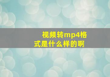 视频转mp4格式是什么样的啊