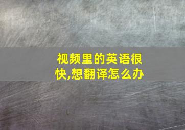 视频里的英语很快,想翻译怎么办