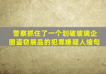 警察抓住了一个划破玻璃企图盗窃展品的犯罪嫌疑人缩句