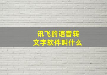 讯飞的语音转文字软件叫什么