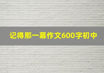 记得那一幕作文600字初中