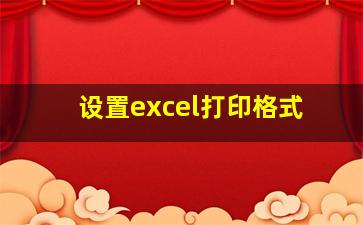 设置excel打印格式