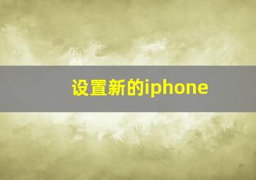 设置新的iphone