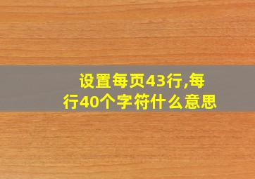 设置每页43行,每行40个字符什么意思