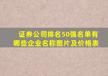 证券公司排名50强名单有哪些企业名称图片及价格表