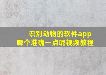 识别动物的软件app哪个准确一点呢视频教程