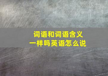 词语和词语含义一样吗英语怎么说