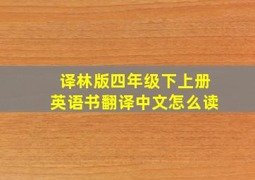 译林版四年级下上册英语书翻译中文怎么读