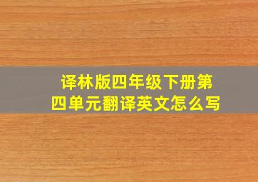 译林版四年级下册第四单元翻译英文怎么写