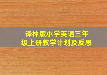 译林版小学英语三年级上册教学计划及反思