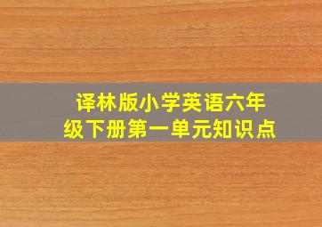 译林版小学英语六年级下册第一单元知识点