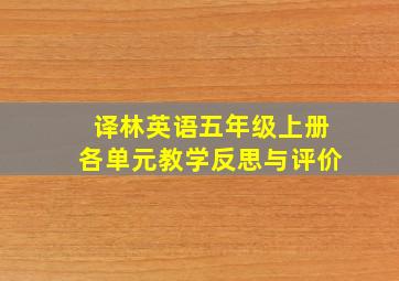 译林英语五年级上册各单元教学反思与评价