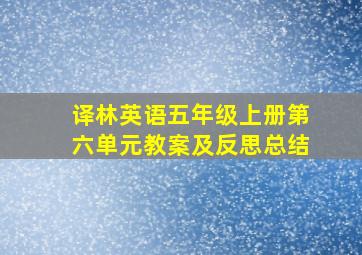 译林英语五年级上册第六单元教案及反思总结