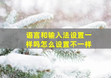 语言和输入法设置一样吗怎么设置不一样