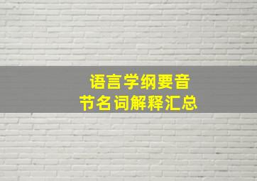 语言学纲要音节名词解释汇总