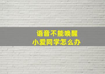 语音不能唤醒小爱同学怎么办