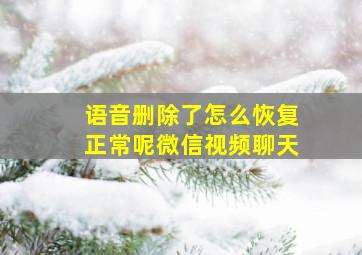 语音删除了怎么恢复正常呢微信视频聊天