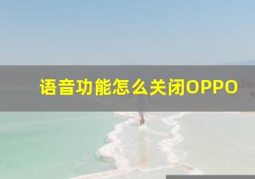 语音功能怎么关闭OPPO